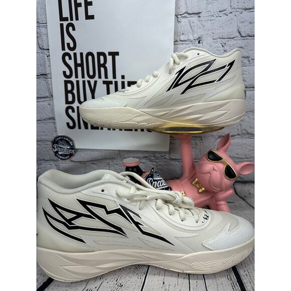 Puma Melo Ball MB.02 Mens 13 Ivory Whispers Charlotte Hornets Basketball Shoes main image 5